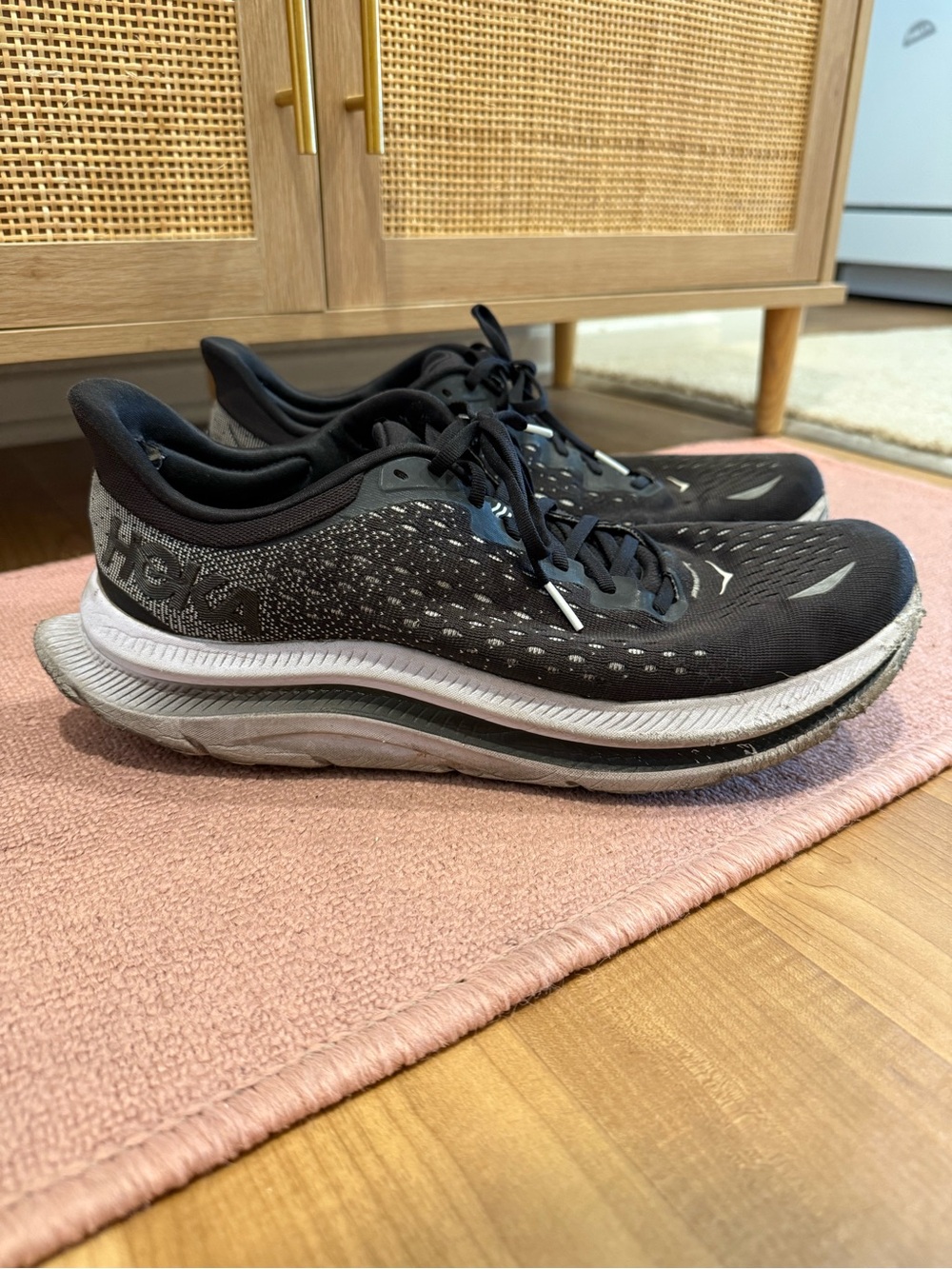 Hoka Black & White Men's Athletic Running Shoes
